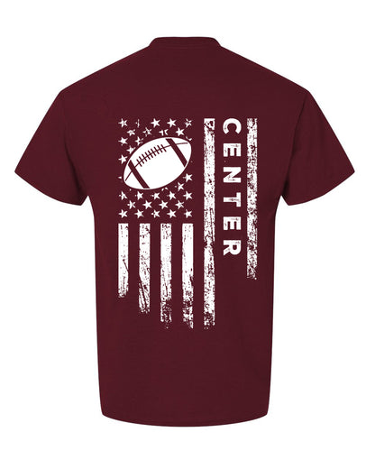CENTER /U.S.A. FLAG T-Shirt - ADULT White Lettering/White Flag