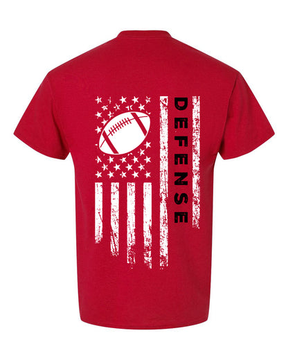 DEFENSE /U.S.A. FLAG T-Shirt - ADULT Black Lettering/White Flag