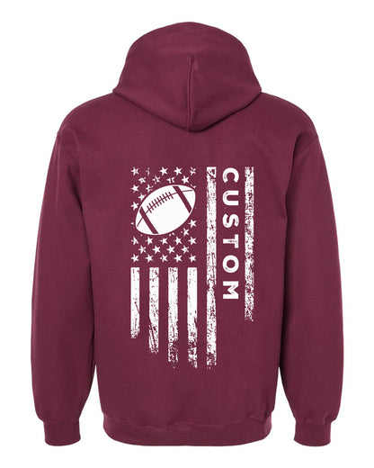 CUSTOM/U.S.A. FLAG HOODIE - ADULT White Lettering/ White Flag