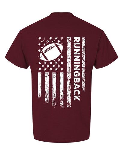 RUNNINGBACK /U.S.A. FLAG T-Shirt - ADULT White Lettering/White Flag