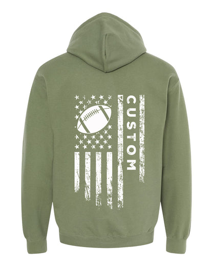 CUSTOM/U.S.A. FLAG HOODIE - ADULT White Lettering/ White Flag