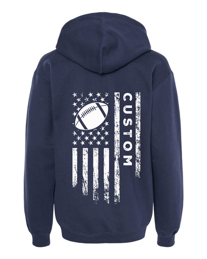 CUSTOM/U.S.A. FLAG HOODIE - ADULT White Lettering/ White Flag