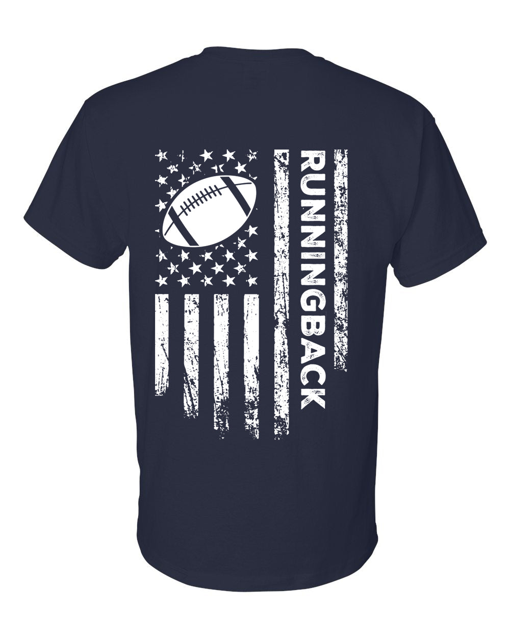 RUNNINGBACK /U.S.A. FLAG T-Shirt - ADULT White Lettering/White Flag