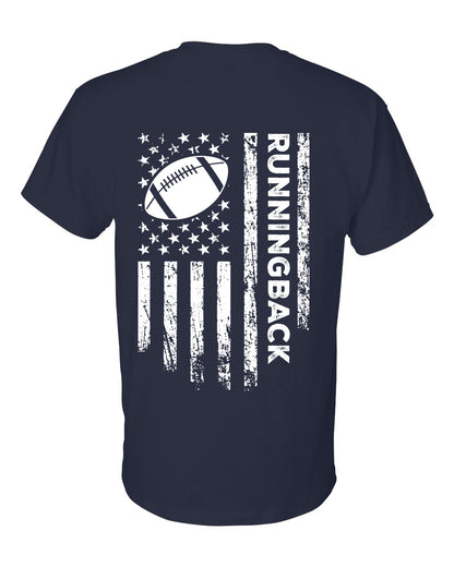 RUNNINGBACK /U.S.A. FLAG T-Shirt - ADULT White Lettering/White Flag