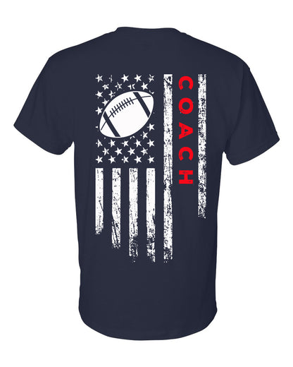COACH /U.S.A. FLAG T-Shirt - ADULT Red Lettering/White Flag