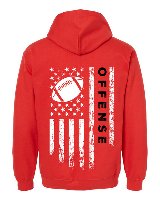 OFFENSE /U.S.A. FLAG HOODIE - ADULT Black Lettering/ White Flag