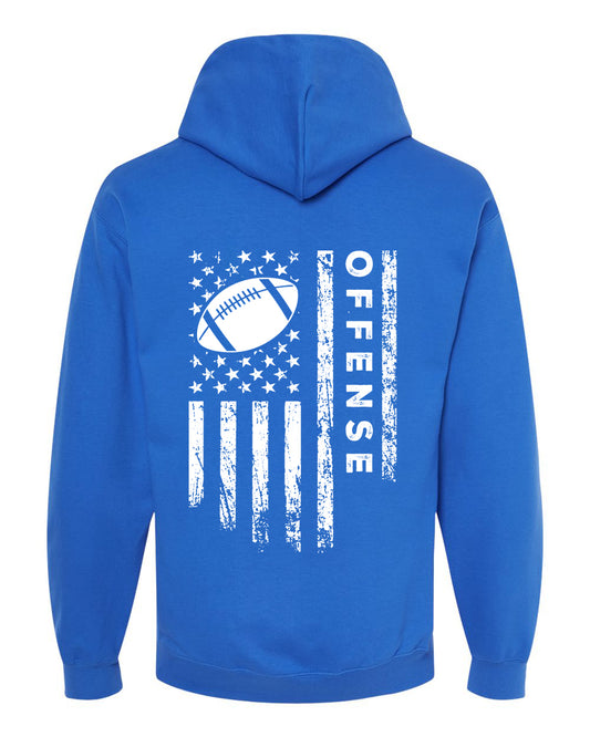 OFFENSE /U.S.A. FLAG HOODIE - ADULT WHITE Lettering/ WHITE Flag
