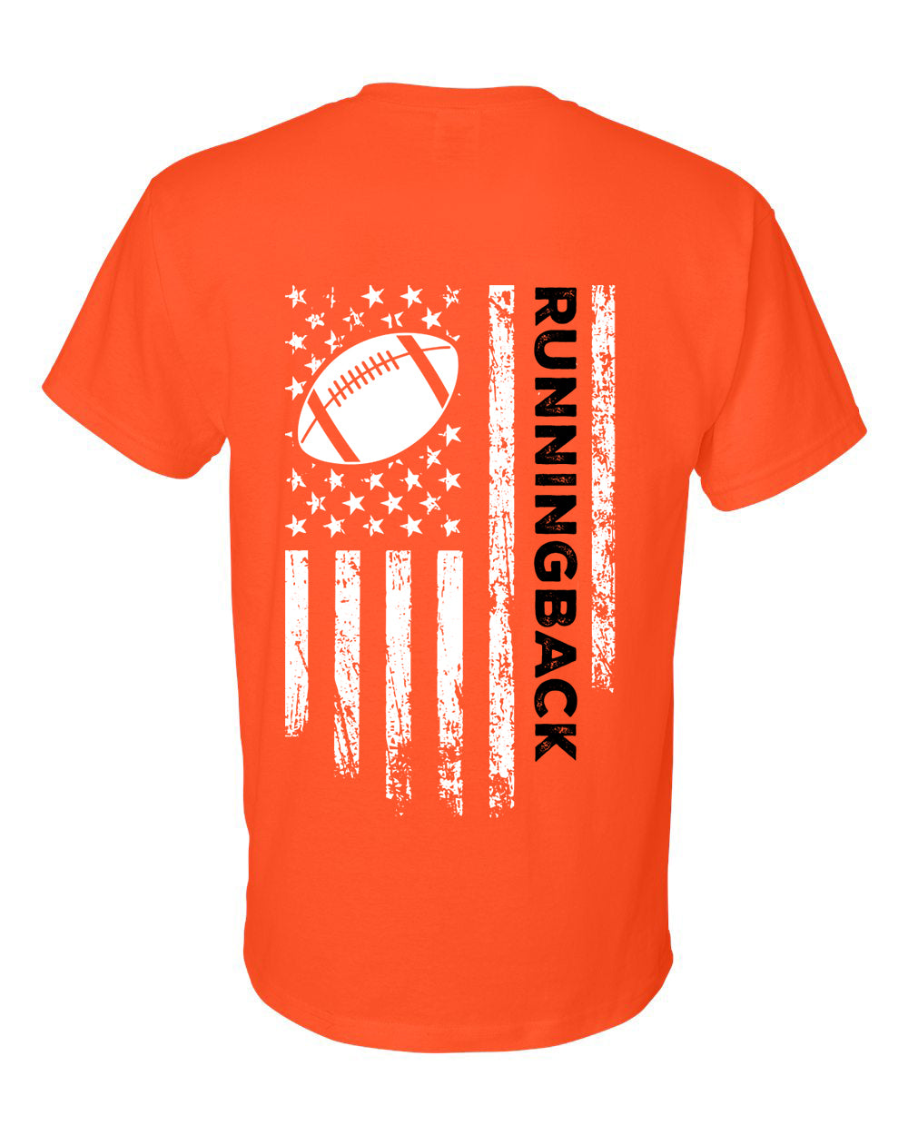 RUNNINGBACK /U.S.A. FLAG T-Shirt - ADULT Black Lettering/White Flag