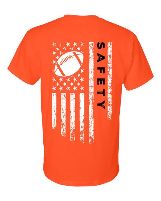SAFETY /U.S.A. FLAG T-Shirt - ADULT Black Lettering/White Flag