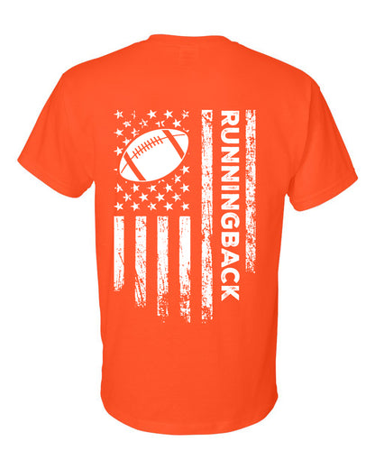 RUNNINGBACK /U.S.A. FLAG T-Shirt - ADULT White Lettering/White Flag