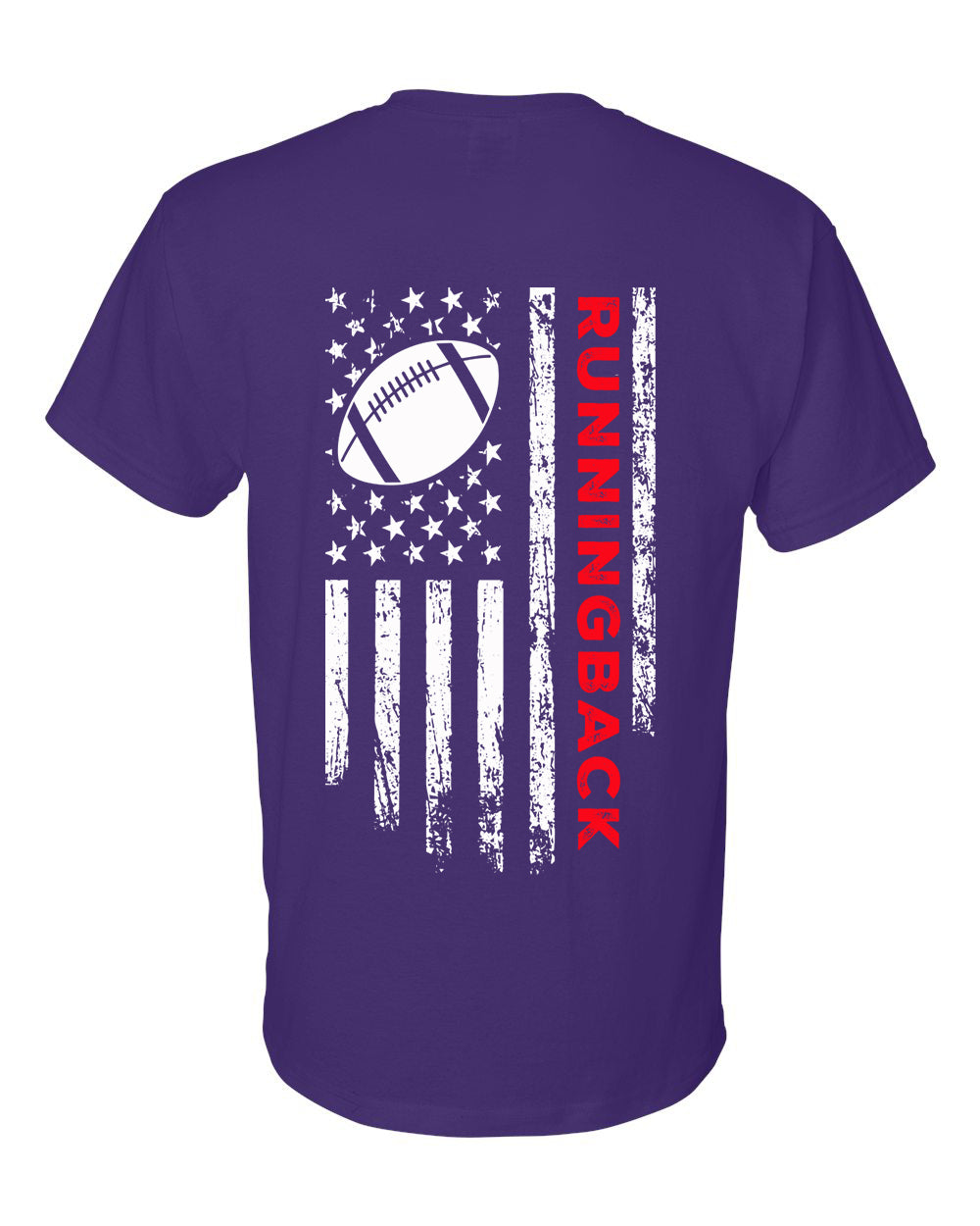 RUNNINGBACK /U.S.A. FLAG T-Shirt - ADULT Red Lettering/White Flag