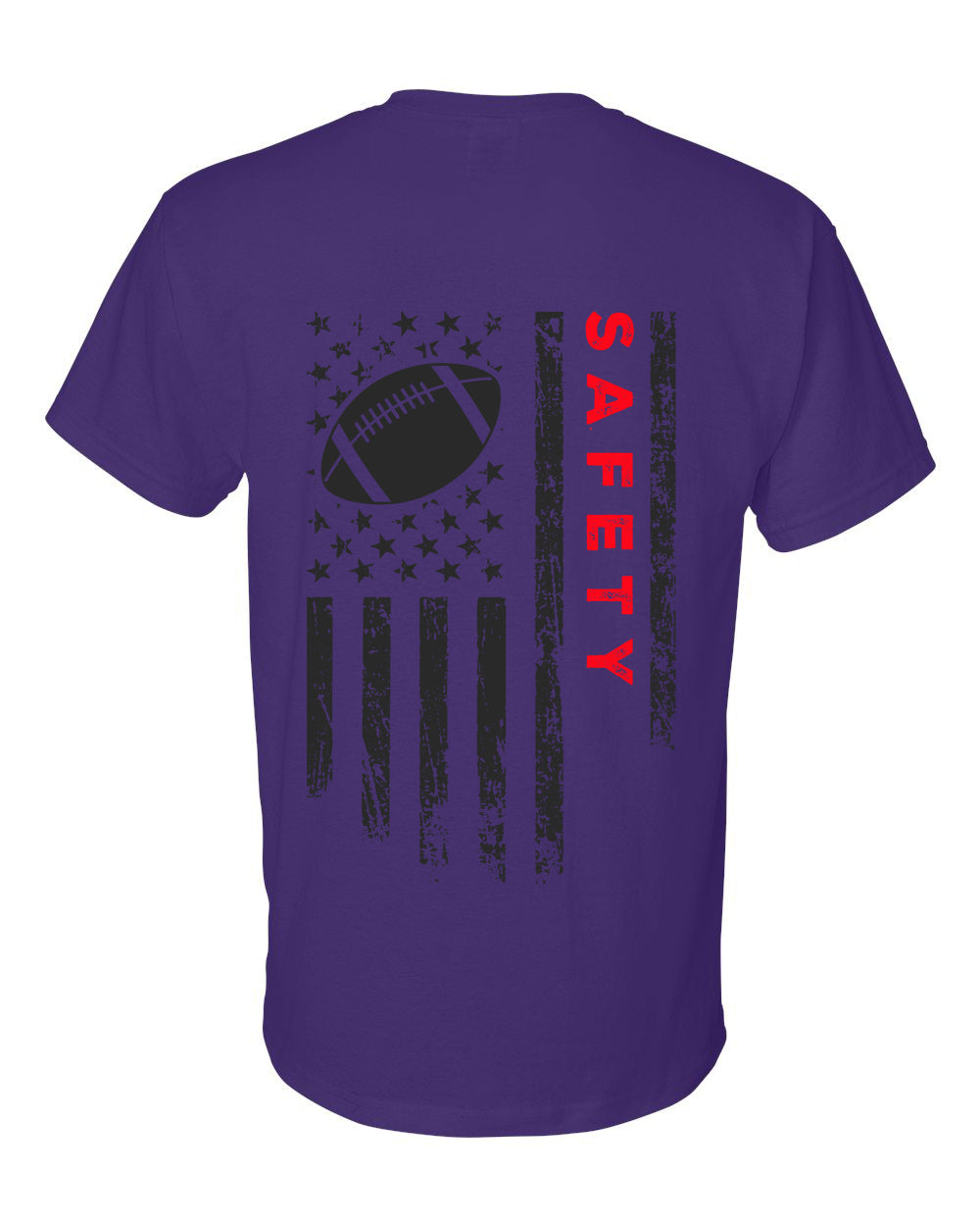SAFETY /U.S.A. FLAG T-Shirt - ADULT Red Lettering/Black Flag