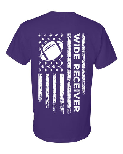 WIDE RECEIVER/U.S.A. FLAG T-Shirt - ADULT White Lettering/White Flag