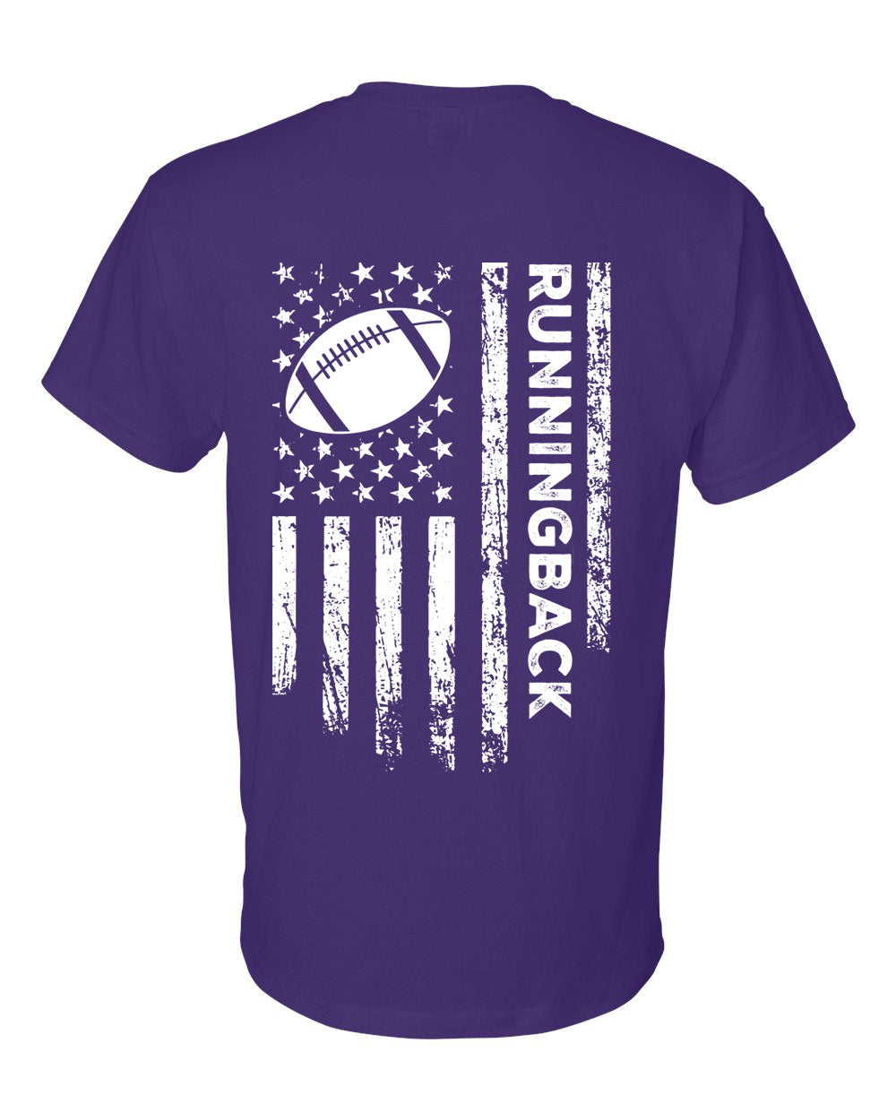 RUNNINGBACK /U.S.A. FLAG T-Shirt - ADULT White Lettering/White Flag