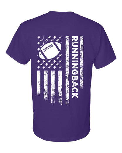 RUNNINGBACK /U.S.A. FLAG T-Shirt - ADULT White Lettering/White Flag