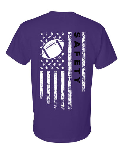 SAFETY /U.S.A. FLAG T-Shirt - ADULT Black Lettering/White Flag
