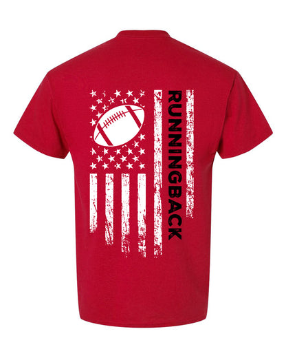 RUNNINGBACK /U.S.A. FLAG T-Shirt - ADULT Black Lettering/White Flag