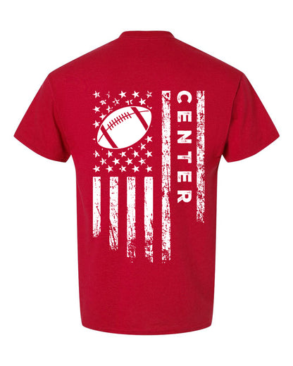 CENTER /U.S.A. FLAG T-Shirt - ADULT White Lettering/White Flag