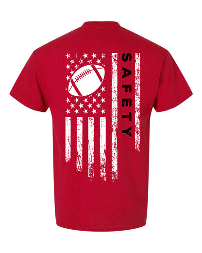 SAFETY /U.S.A. FLAG T-Shirt - ADULT Black Lettering/White Flag
