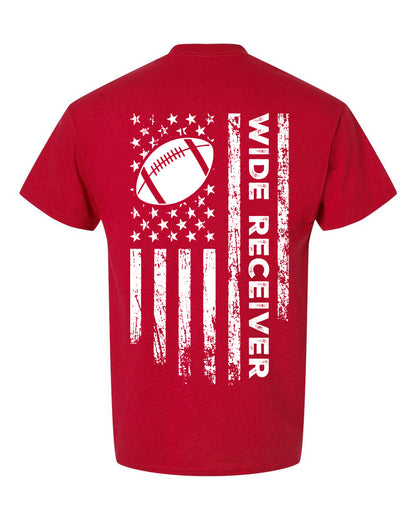 WIDE RECEIVER/U.S.A. FLAG T-Shirt - ADULT White Lettering/White Flag