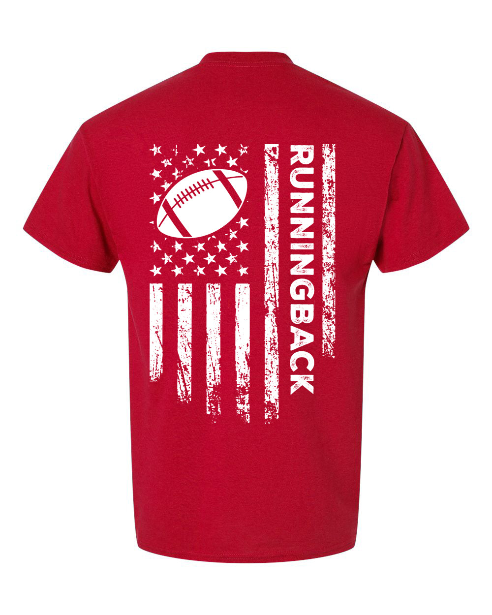 RUNNINGBACK /U.S.A. FLAG T-Shirt - ADULT White Lettering/White Flag