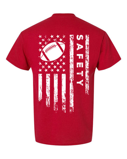 SAFETY /U.S.A. FLAG T-Shirt - ADULT White Lettering/White Flag
