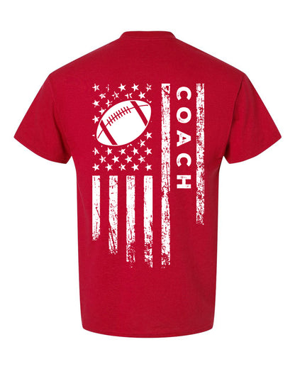 COACH /U.S.A. FLAG T-Shirt - ADULT White Lettering/White Flag