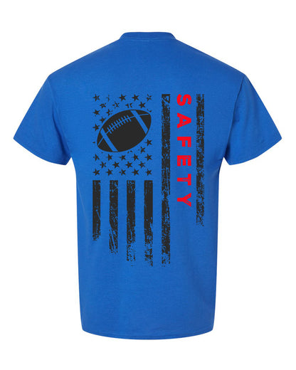 SAFETY /U.S.A. FLAG T-Shirt - ADULT Red Lettering/Black Flag