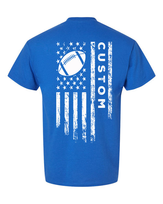 CUSTOM /U.S.A. FLAG T-Shirt - ADULT White Lettering/White Flag