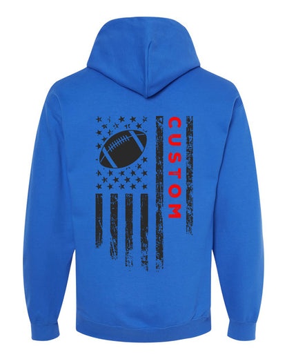 CUSTOM/U.S.A. FLAG HOODIE - ADULT Red Lettering/ Black Flag