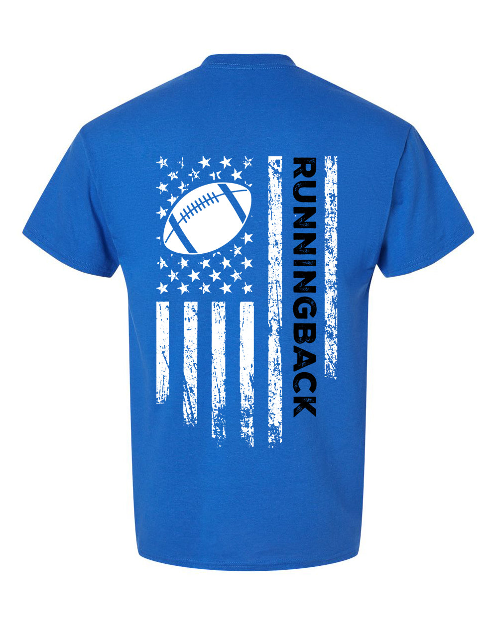 RUNNINGBACK /U.S.A. FLAG T-Shirt - ADULT Black Lettering/White Flag