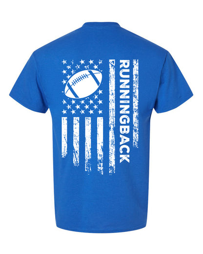 RUNNINGBACK /U.S.A. FLAG T-Shirt - ADULT White Lettering/White Flag