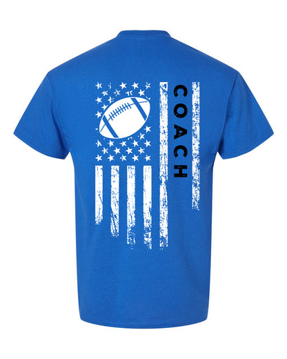 COACH /U.S.A. FLAG T-Shirt - ADULT Black Lettering/White Flag