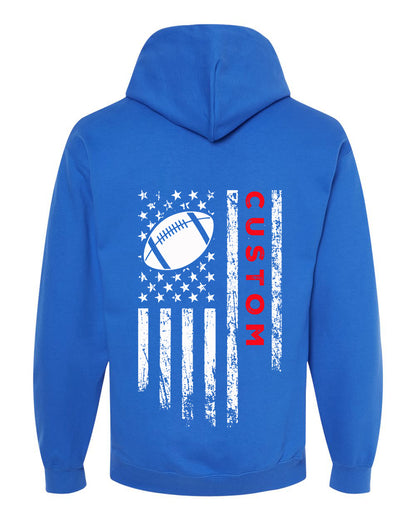 CUSTOM/U.S.A. FLAG HOODIE - ADULT Red Lettering/ White Flag