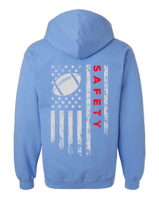 SAFETY / U.S.A. FLAG HOODIE - ADULT Red lettering/White flag