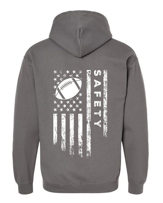 SAFTEY /U.S.A. FLAG HOODIE - ADULT WHITE Lettering/ WHITE Flag