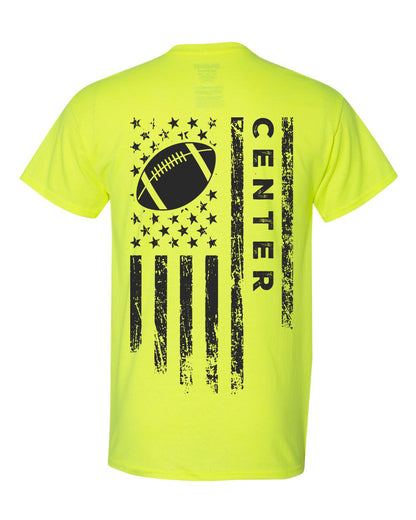 CENTER /U.S.A. FLAG T-Shirt - ADULT Black Lettering/Black Flag