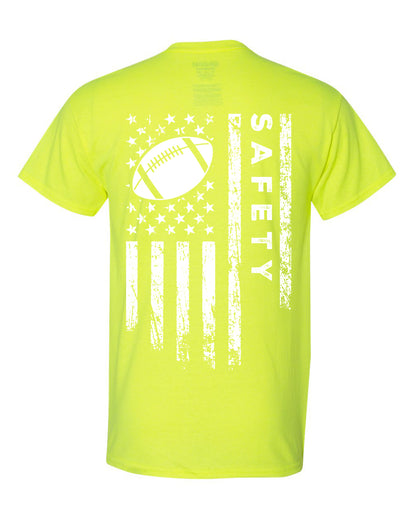 SAFETY /U.S.A. FLAG T-Shirt - ADULT White Lettering/White Flag