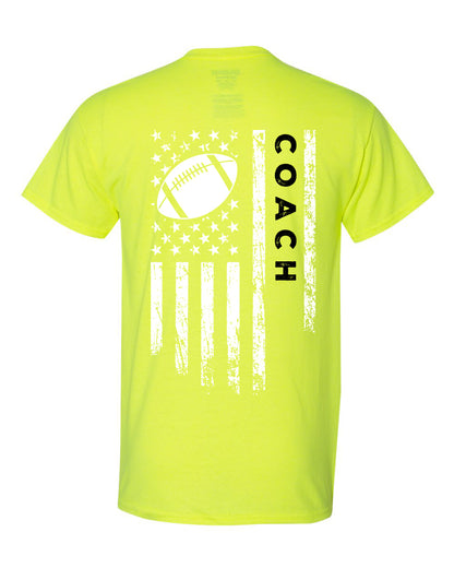COACH /U.S.A. FLAG T-Shirt - ADULT Black Lettering/White Flag
