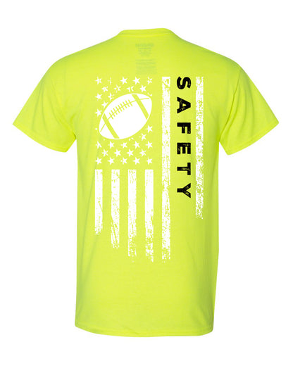 SAFETY /U.S.A. FLAG T-Shirt - ADULT Black Lettering/White Flag