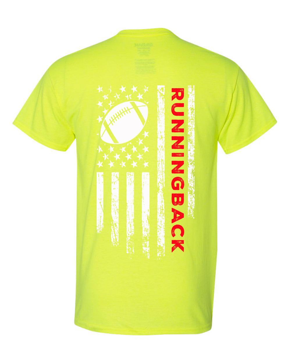 RUNNINGBACK /U.S.A. FLAG T-Shirt - ADULT Red Lettering/White Flag