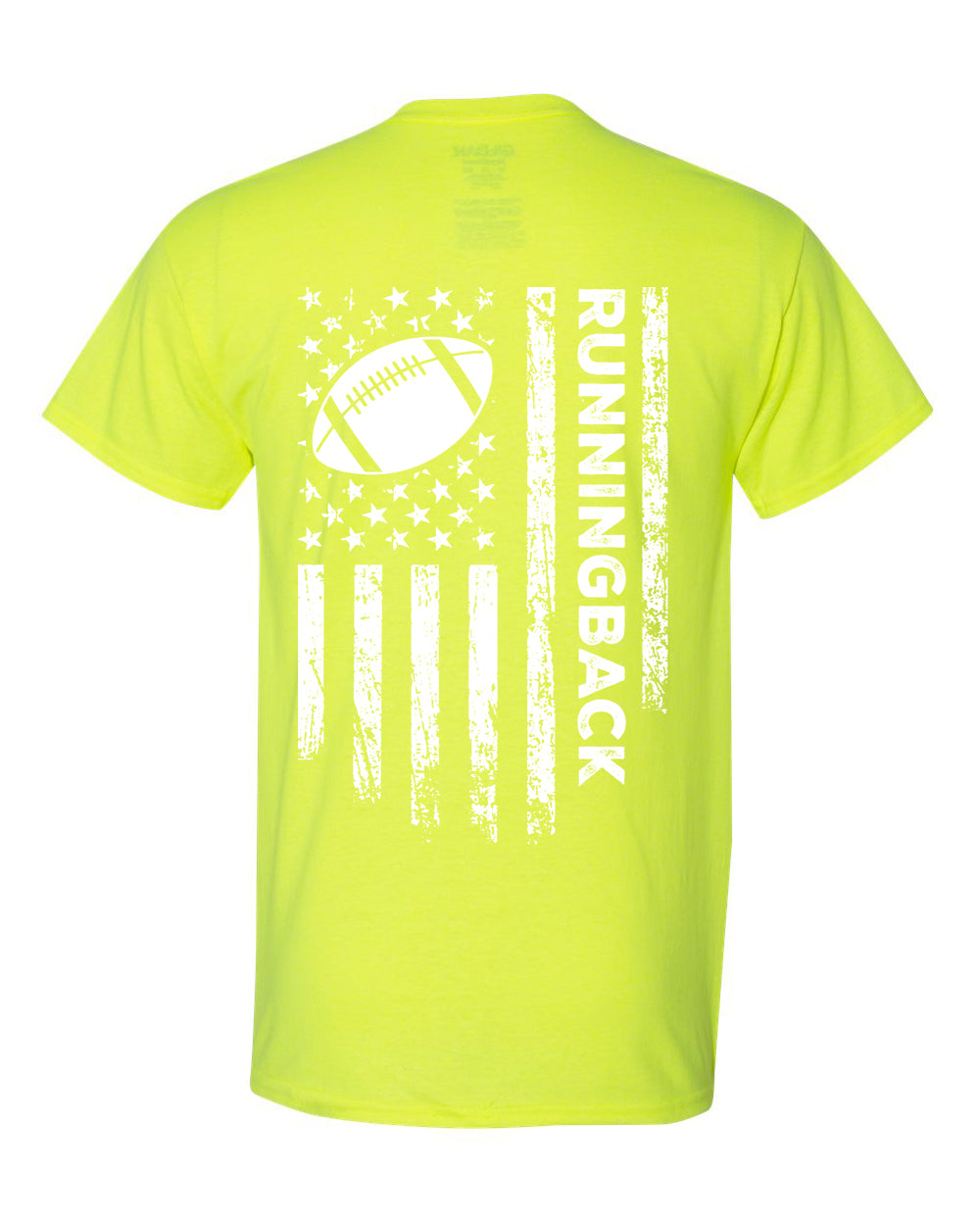 RUNNINGBACK /U.S.A. FLAG T-Shirt - ADULT White Lettering/White Flag