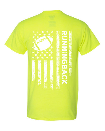 RUNNINGBACK /U.S.A. FLAG T-Shirt - ADULT White Lettering/White Flag