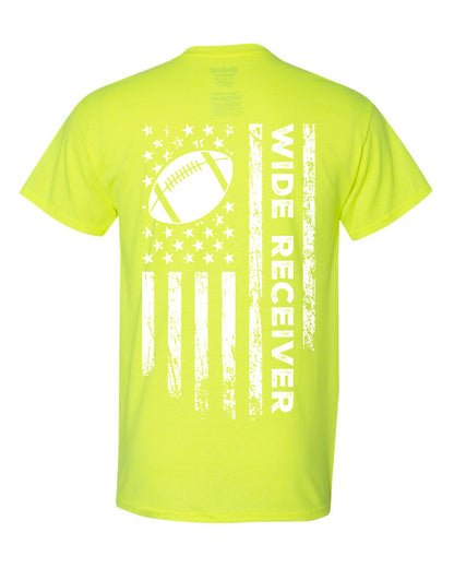 WIDE RECEIVER/U.S.A. FLAG T-Shirt - ADULT White Lettering/White Flag