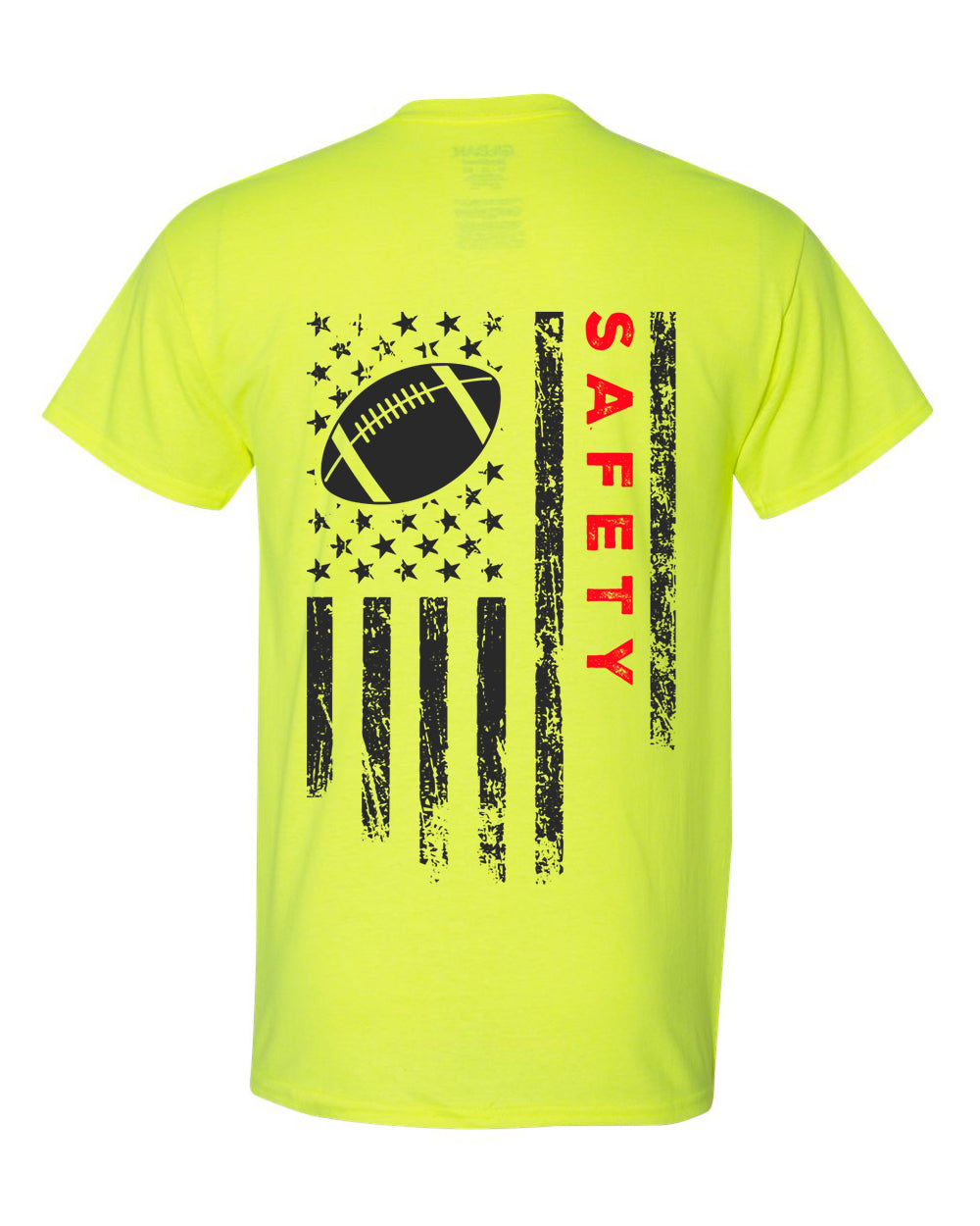 SAFETY /U.S.A. FLAG T-Shirt - ADULT Red Lettering/Black Flag