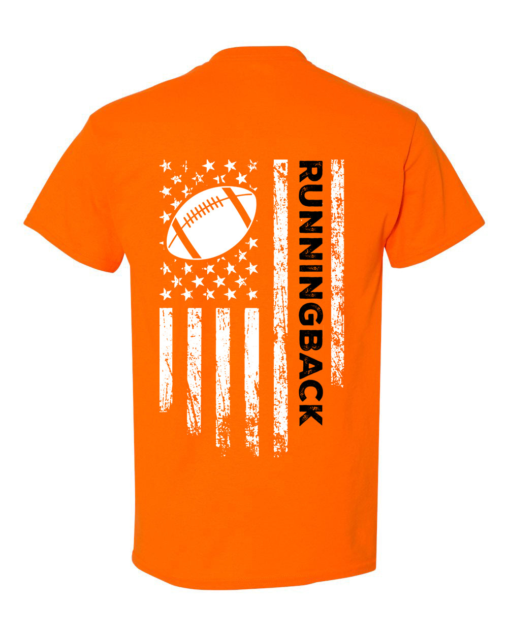 RUNNINGBACK /U.S.A. FLAG T-Shirt - ADULT Black Lettering/White Flag