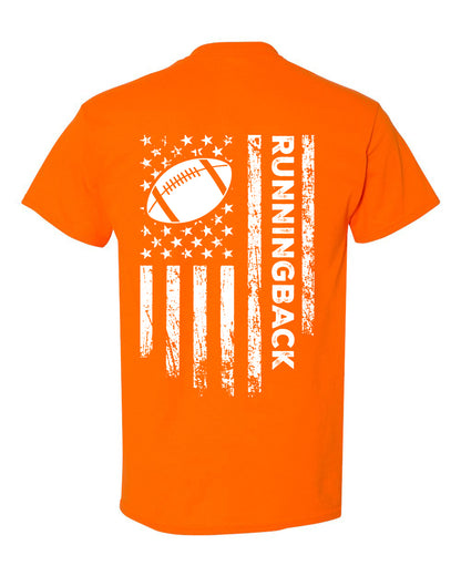 RUNNINGBACK /U.S.A. FLAG T-Shirt - ADULT White Lettering/White Flag