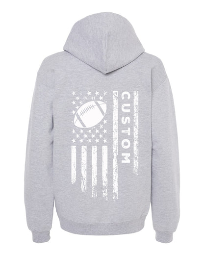 CUSTOM/U.S.A. FLAG HOODIE - ADULT White Lettering/ White Flag