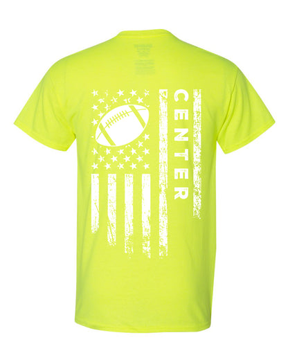 CENTER /U.S.A. FLAG T-Shirt - ADULT White Lettering/White Flag