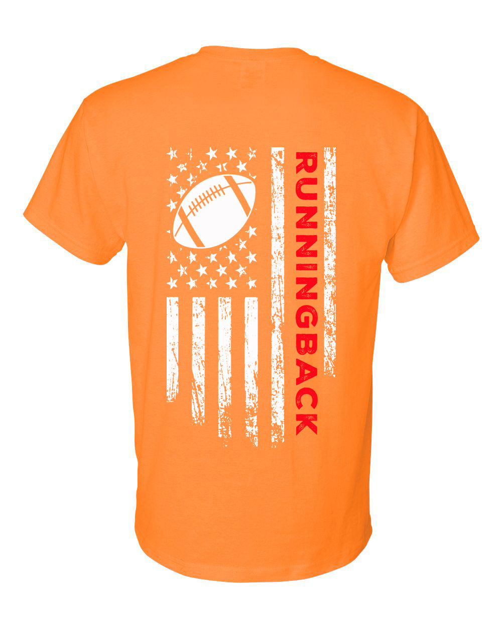 RUNNINGBACK /U.S.A. FLAG T-Shirt - ADULT Red Lettering/White Flag